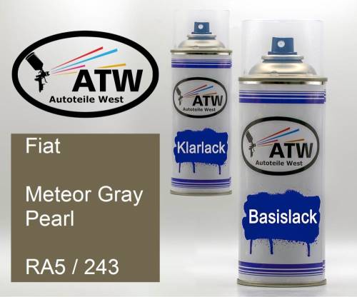 Fiat, Meteor Gray Pearl, RA5 / 243: 400ml Sprühdose + 400ml Klarlack - Set, von ATW Autoteile West.